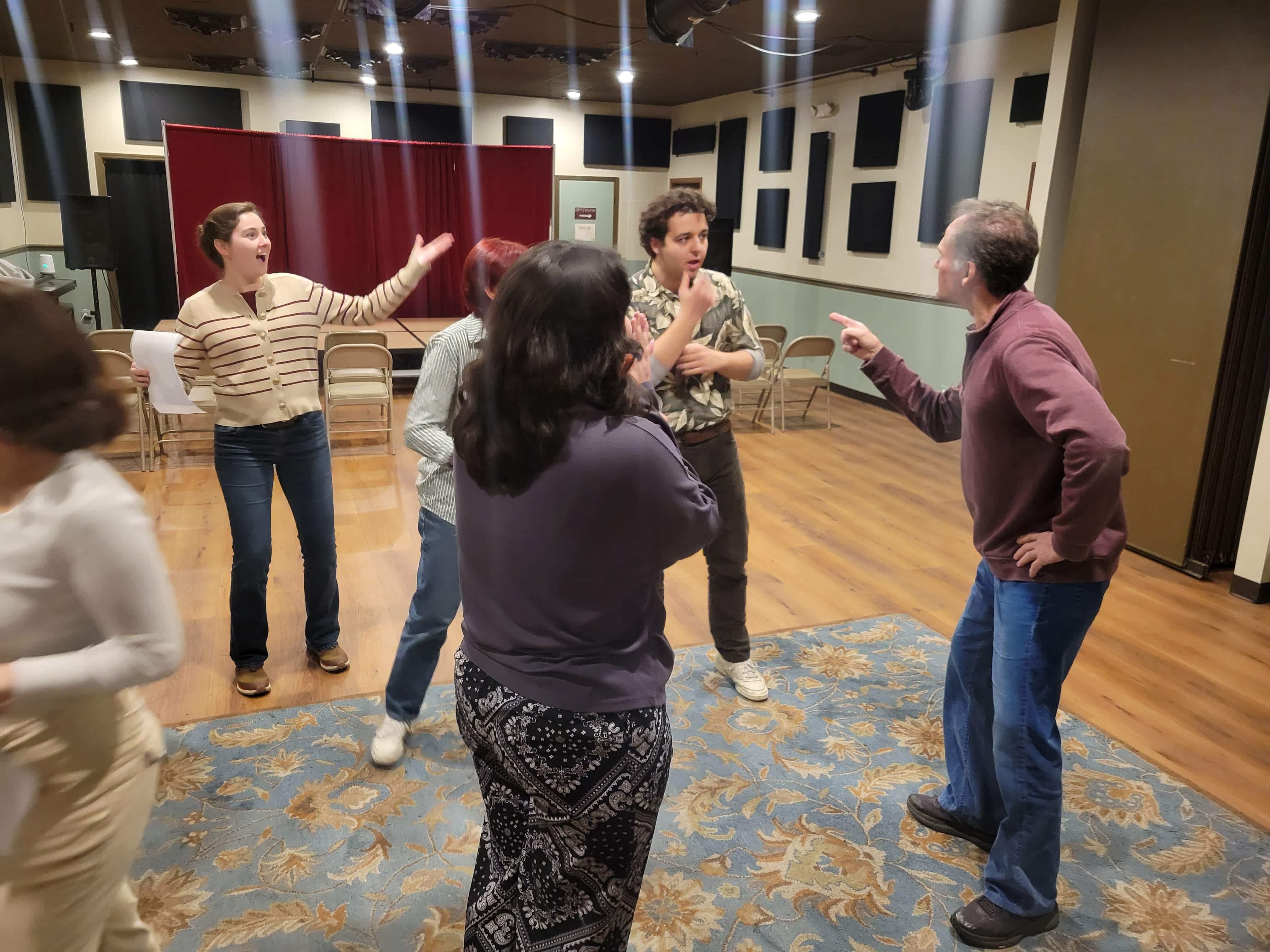 People participating in an improv workshop