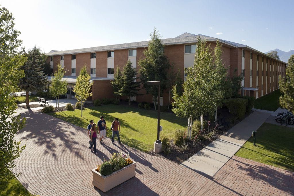 N A U students walking on the pedway by Cowden Hall.